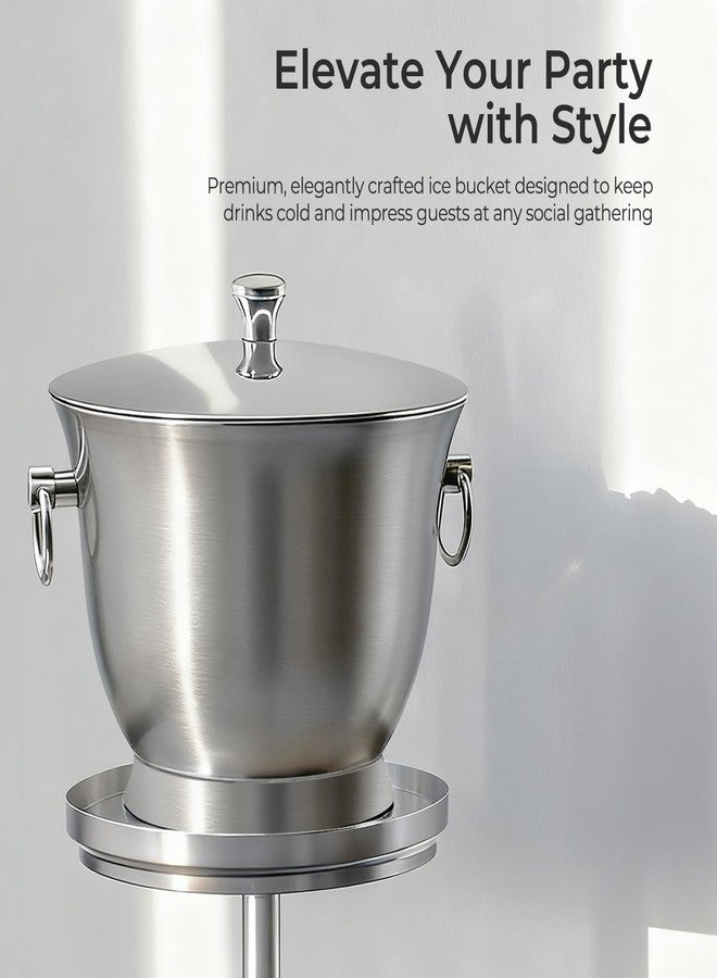 Fortune Candy Insulated Ice Bucket, 3.3 L, Double Walled 18/8 Stainless Steel Ice Bucket with Ice Tongs and Lid - Image 2